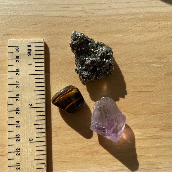 Gemstone trio - tiger eye - quartz - pyrite - Picture 3 of 3